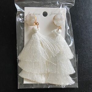 White Tassel Earrings